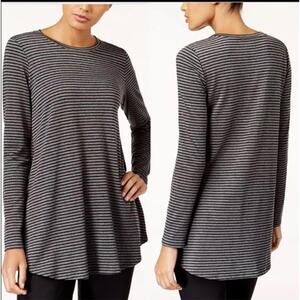 Eileen Fisher Striped Long Sleeve Tunic Top Size Small Tencel Lyocell Stretch